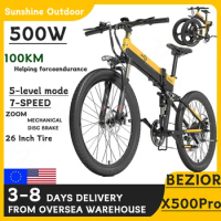 Electric Bike Bezior X500PRO Electric Mountain Bike 26inch Magnesium Wheel 48V10.4ah 500W Folding Bike Max Speed 35km/h Bicycle