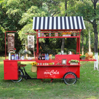 Commercial Food Vending Bike For Sale Ice Cream Bike Street 3 Wheel Coffee Bike Trailer With Big Canopy Can Be Customized