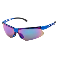 【Z-POLS】舒適運動型系列 質感亮黑框搭配七彩電鍍鏡面帥氣運動太陽眼鏡(抗紫外線UV400 舒適腳墊設計)
