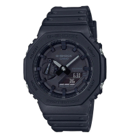 【CASIO 卡西歐】G-SHOCK 農家橡樹八角雙顯錶-全黑(GA-2100-1A1)