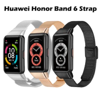 SinHGeY For Huawei Band 6 Honor Band 6 Strap Metal Buckle Stainless Steel Bracelet Replacement Wristband New