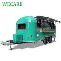 WECARE CE Valid Concession Street Food Cart Green Mobile Food Truck Trailer with Full Kitchen