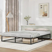 Queen Bed Frame, Metal Platform Bed Frame, Sturdy Metal Bed Frame, Wood Slats Support, No Box Spring Needed, Durable and Safe