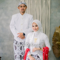 [1 Set, PPJ01C] Baju Prewed Instan / Baju Couple Adat Jawa - Jogja, Motif Sidoasih Kecil