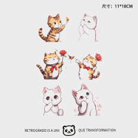 Pelekat Tatu Warna Kucing Kartun, Separuh Kekal, Trend Lengan, 2 0223 Ketibaan Baru, Tahan Lama, Tem