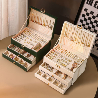 首飾盒家用耳環飾品戒指項鏈收納盒新款精致珠寶盒多層盒子