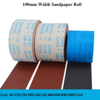 1/2/5M 4'' 100mm Width Sandpaper Roll Emery Cloth Sand Paper Sanding Abrasive Sheets 80 120 150 180 240 400 600 800 1000 Grit