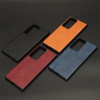 For Honor Magic V2 Luxury Calfskin PU Leather lines Hard Back Cover Shockproof Case For Huawei Honor Magic V2 Phone Case