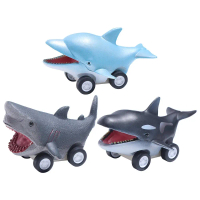 ตลกๆ ปลาฉลามขาวใหญ่ Press and Go Car Toy วาฬฉลามปลาฉลาม น่ารักน่ารักๆ ของเล่นรถเฉื่อยโลมา เย็นเย็น ม