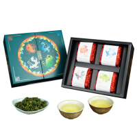 【茶曉得】四方神獸風華烏龍茶葉禮盒75gx4包x1盒(半斤;贈品牌提袋;送禮首選)