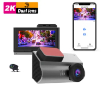 3.4 inch dual camera car dvr 2k dashcam wifi 2 channel dash cam smart mini dual lens dash cam wifi front and rear 2k dash cam