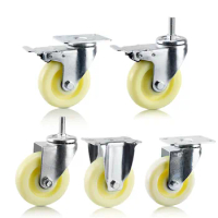 Furniture Casters Wheels Soft Rubber Swivel Caster White Roller Wheel For Platform Trolley Chair Household Accessori 3/4/5 inch