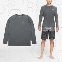 Nike 長袖上衣 Essential 男款 灰色 防曬衣 基本款 T恤 快乾 抗UV 抗紫外線 NESSA587-018