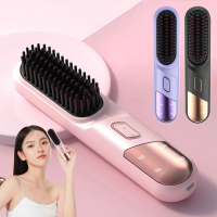 Wireless Hair Straightener Comb Portable USB Hair Straightener Brush Wireless Hair Curler JN-106