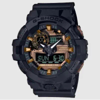【CASIO 卡西歐】G-SHOCK新古典金屬質感雙顯手錶_黑X金 GA-700RC-1A
