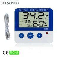 C / F LCD Digital Home Indoor Outdoor Fridge Freezer Thermometer Refrigerator Temperature Alarm Humidity Meter Tester Hygrometer