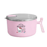 小禮堂 Hello Kitty 不鏽鋼單耳泡麵碗 1300ml (粉坐姿糖果款)