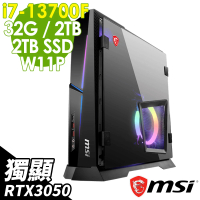 【MSI 微星】i7 RTX3050薄型電競電腦(13TD-454TW/i7-13700F/32G/2TB SSD+2TB HDD/RTX3050-8G/W11P)