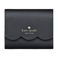 Kate Spade GEMMA金字壓印LOGO小牛皮4卡釦式短夾(小/黑)