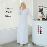 (Kinaya Dress - Cotton Airflow) Gamis Daily Kondangan Lebaran Slim Look - Ready Size Kecil sampai Ju