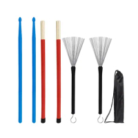 Drum Wire Brush Drum Brush+Nylon Drum Stick+Bundle Stick+Storage Bag Percussion Accessories Drum Stick Set