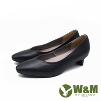 W&amp;M 舒適氣墊V領尖頭包鞋 淑女鞋 女鞋-黑