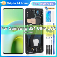 Super AMOLED S21 Ultra Display with Frame, LCD for Samsung Galaxy S21 Ultra 5G G998F G998B Touch Screen Digitizer Replacement