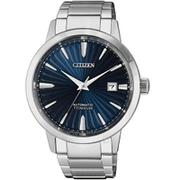 CITIZEN 星辰錶 輕熟雅痞機械錶(NJ2180-89L)-40mm-藍面鈦帶【刷卡回饋 分期0利率】