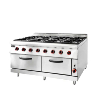 Combination Grill Gas 8 Burner Cooking Range Maker Commercial Gas Cooker Oven Built-in Oven Machine Food Grade Stainless Steel