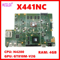 X441NC Laptop Motherboard For Asus X441N X441NA X441NC F441N Notebook Mainboard With N4200 CPU 4GB-RAM GT810M-V2G GPU