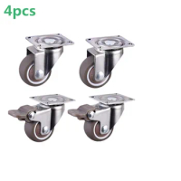 Soft Swivel Rubber Wheels, Silver for Platform Trolley, Chair or Household Accessories, Replacement Equipment, 4-Piece Pack