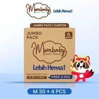 [1 KARTON] MOMBABY Lebih Hemat Baby Diapers | S32+4/M30+4/L26+4/XL22+4/XXL20+4 | Jumbo Pack Pants | 