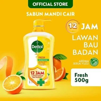 Sabun Cair Body Wash Dettol Antibacterial Pump 500 & Refill 720 Ml Cool Mint Bergamot, Fresh Yuzu, L