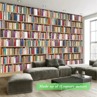 Large Wallpaper Bookcase Murals Study Bedroom Background Decoration DIY Custom Any Size Photo Wall Stickers Bookshelf Wall Paper