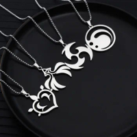 Fashion Stainless Steel Genshin Impact Necklace Eye Of God Seven Element Game Theme Necklace For Men Women Anime Cosplay Jewelry