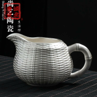 純銀999銀創意公道杯 純手工包銀公杯分茶器套裝陶瓷紫砂茶海耐熱