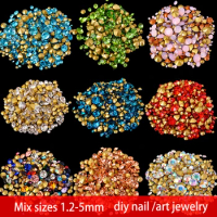 ss2-ss22 mix size round shiny glass stone Pointed Back crystal Rhinestone Nail art Decoration jewelry repair rhinestone supplier