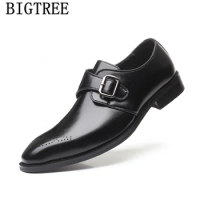 Italian Oxford Shoes For Men Wedding Shoes Men Fashion Mens Dress Shoes Black Brogues Monk Strap Zapatos De Hombre Sepatu Pria