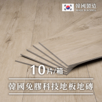 樂嫚妮 韓國製 (0.7坪)免膠科技地板地磚/仿木紋免膠地板/LVT塑膠地板/防滑地板-天然木材色-盒裝10片