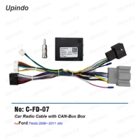Car Radio Cable with CAN Bus Box Adapter Wiring Harness Power Connector for Ford Fiesta Android Head Unit
