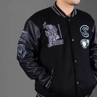 MND Jaket Varsity Baseball Ful Bordir Jaket Bomber Varsity TIGER Premium Jaket Baseball Pria Hitam L