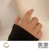 【00:00】韓國設計極簡歐美時尚魚型縷空個性開口戒(縷空戒指 極簡戒指 開口戒)