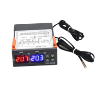 STC-3008 Dual Digital Temperature Controller DC12V/AC110-220V Temperature Regulator with Heater and Cooler Thermostat
