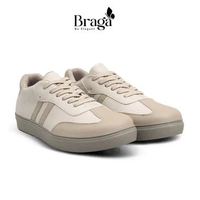 Arden B 4631 - Sepatu Sneakers Wanita Casual Kuliah Kerja Jalan Santai Putih Kulit Sintetis 40 Krem