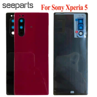 New For Sony Xperia 5 Back Housing Glass Rear Battery Cover Door Housing Case Replacement Parts For Sony 5 Battery Cover