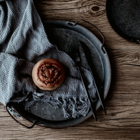 北歐復古做舊鐵藝餐盤美食攝影擺拍道具飾品收納盤家用早餐面包盤