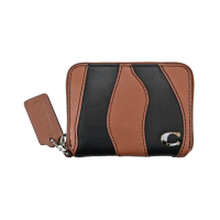 【COACH】TOPIA C字Logo拉鍊內雙層卡夾零錢包(雙色波浪條紋)