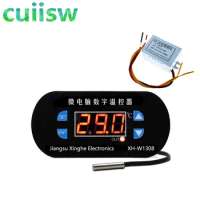 XH-W1308 W1308 AC 220V Adjustable Digital Cool Heat Sensor Red Display Temperature Controller Thermostat Switch DC 12V
