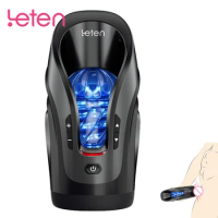 Leten Masturbation Cup Thrusting Pro Automatic Telescopic Realistic Vagina 75mm Deep Throat Blowjob Sexual Voice Interactivity