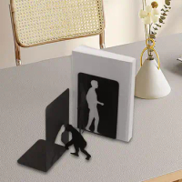 2 Pieces Human Evolutions Bookends Book Organizer Metal Book Holders Book Stopper for Shelves Desk Living Room Office Decoration